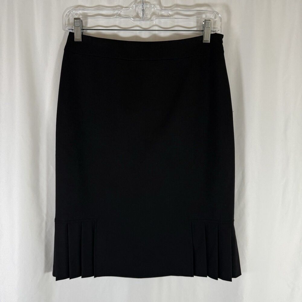Tahari Arthur S Levine Skirt Women's 2 Black Pleated Zip Lined A Line